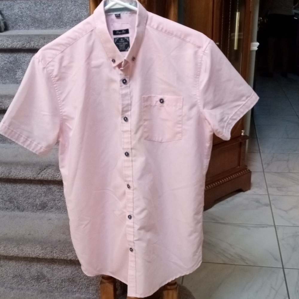 Pink Short Sleeve Button-Up Shirt
